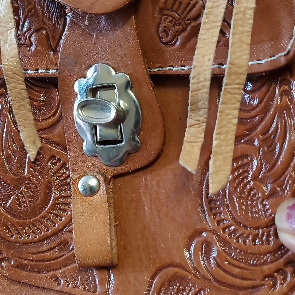 Handmade Sheepskin Leather Brown  Horse Saddle Bag. - Picture 7 of 16
